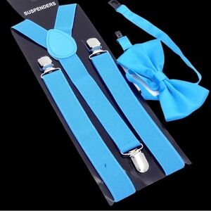Blue Suspenders and Bow Tie Set